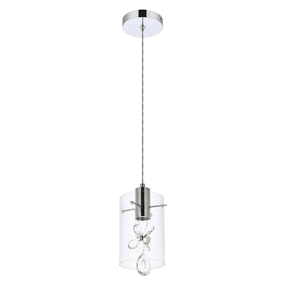 Elegant Hana 3 Lights Pendant - Chrome, L 6.5" (5202D6C)