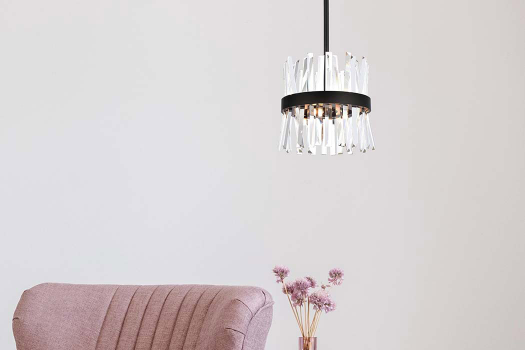 Elegant Pendant Light - Black, L 12" (6200D12BK)