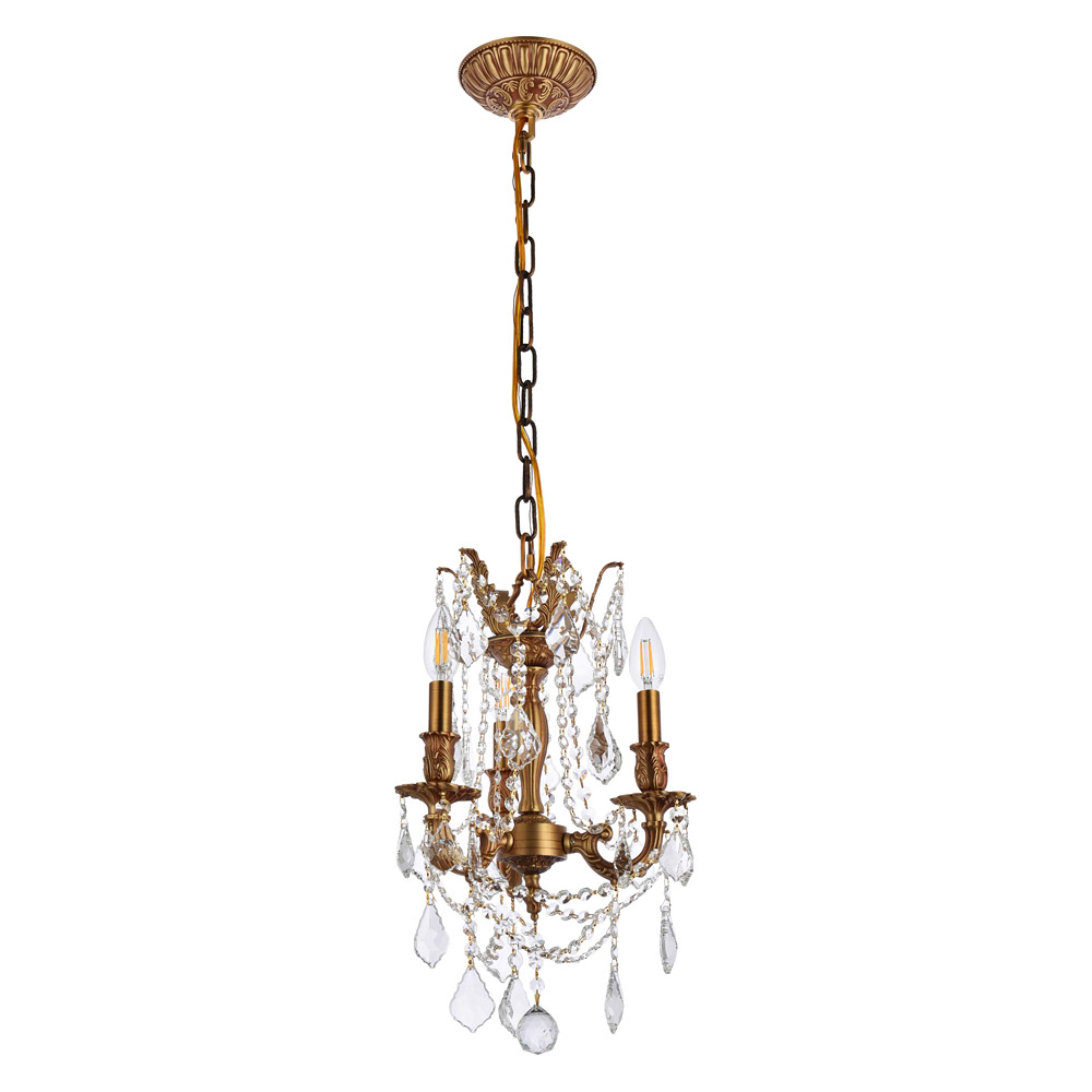 Elegant Chateau Design 3-Light 18'' Mini Chandelier - French Gold (9203D13FG-RC)