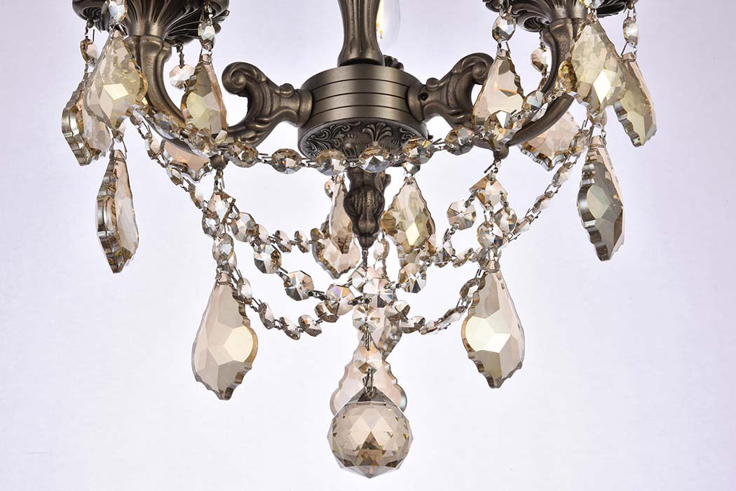 Elegant Chateau Design 3-Light 14'' Ceiling Mount - Pewter/Golden Teak (9203F13PW-GT-RC)
