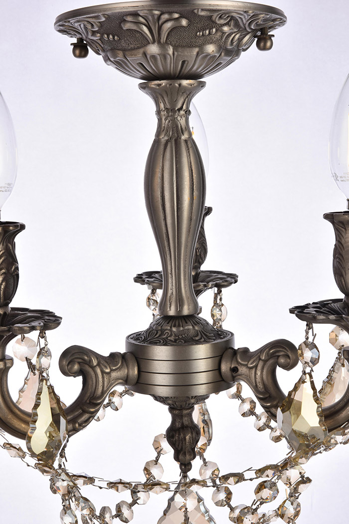 Elegant Chateau Design 3-Light 14'' Ceiling Mount - Pewter/Golden Teak (9203F13PW-GT-RC)
