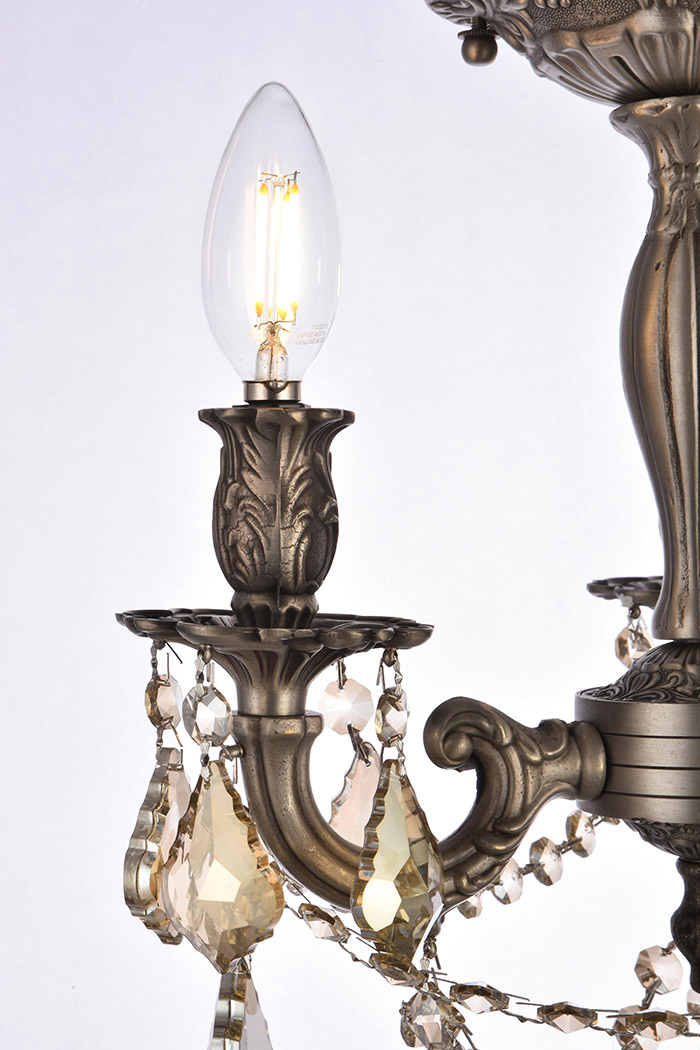 Elegant Chateau Design 3-Light 14'' Ceiling Mount - Pewter/Golden Teak (9203F13PW-GT-RC)