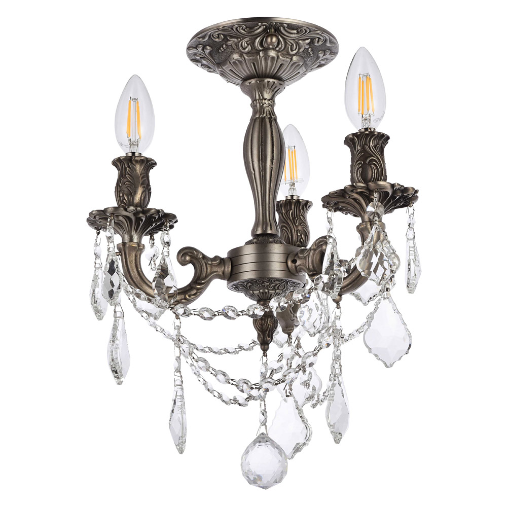 Elegant Chateau Design 3-Light 14'' Ceiling Mount - Pewter (9203F13PW-RC)