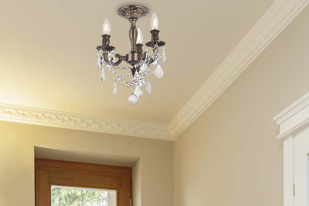 Elegant Chateau Design 3-Light 14'' Ceiling Mount - Pewter (9203F13PW-RC)