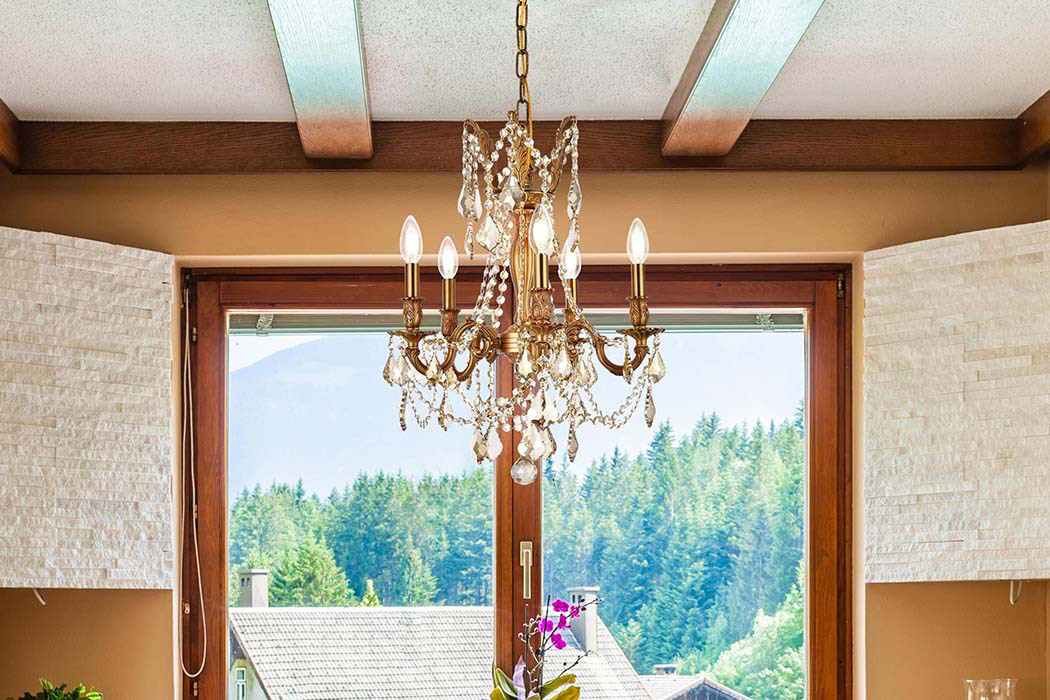 Elegant Chateau Design 5-Light 19'' Mini Chandelier - French Gold/Golden Teak (9205D18FG-GT-RC)