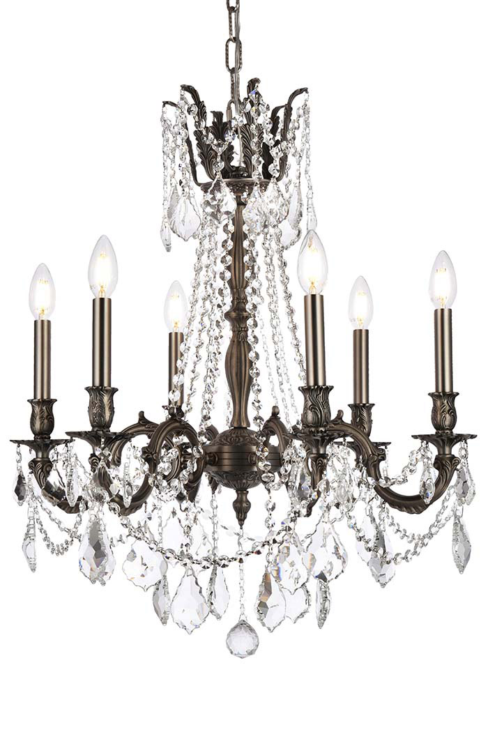 Elegant Chateau Design 6-Light 26'' Chandelier - Pewter (9206D23PW-RC)