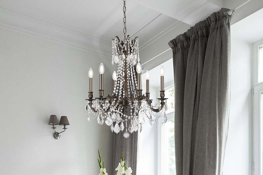 Elegant Chateau Design 6-Light 26'' Chandelier - Pewter (9206D23PW-RC)
