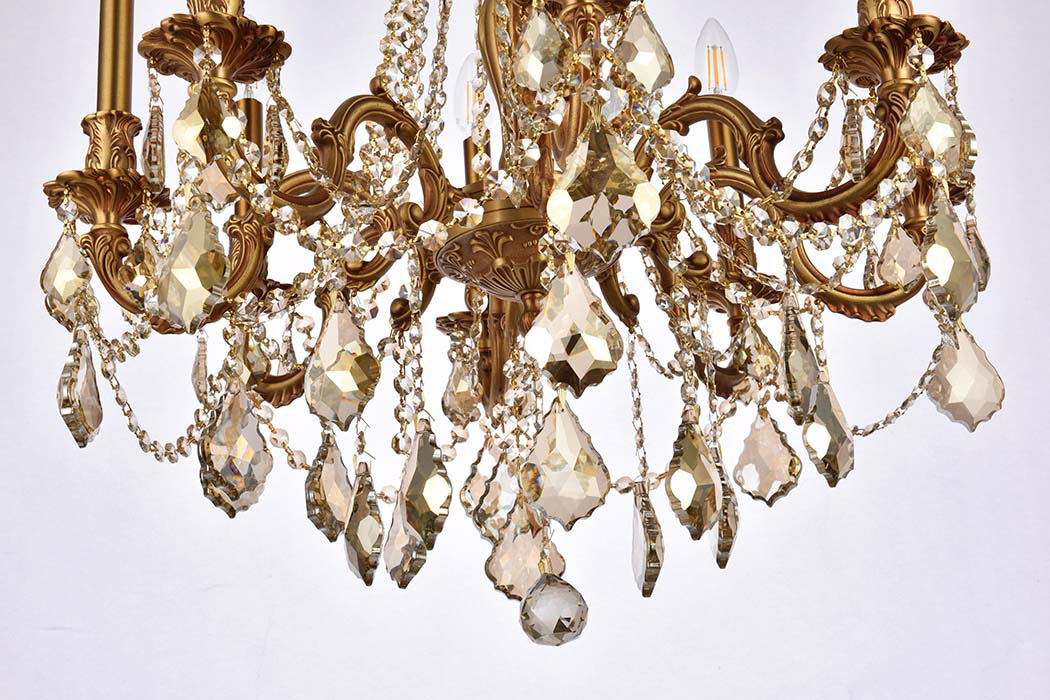 Elegant Chateau Design 8-Light 30'' Chandelier - French Gold/Golden Teak (9208D24FG-GT-RC)