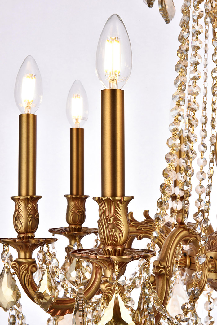 Elegant Chateau Design 8-Light 30'' Chandelier - French Gold/Golden Teak (9208D24FG-GT-RC)