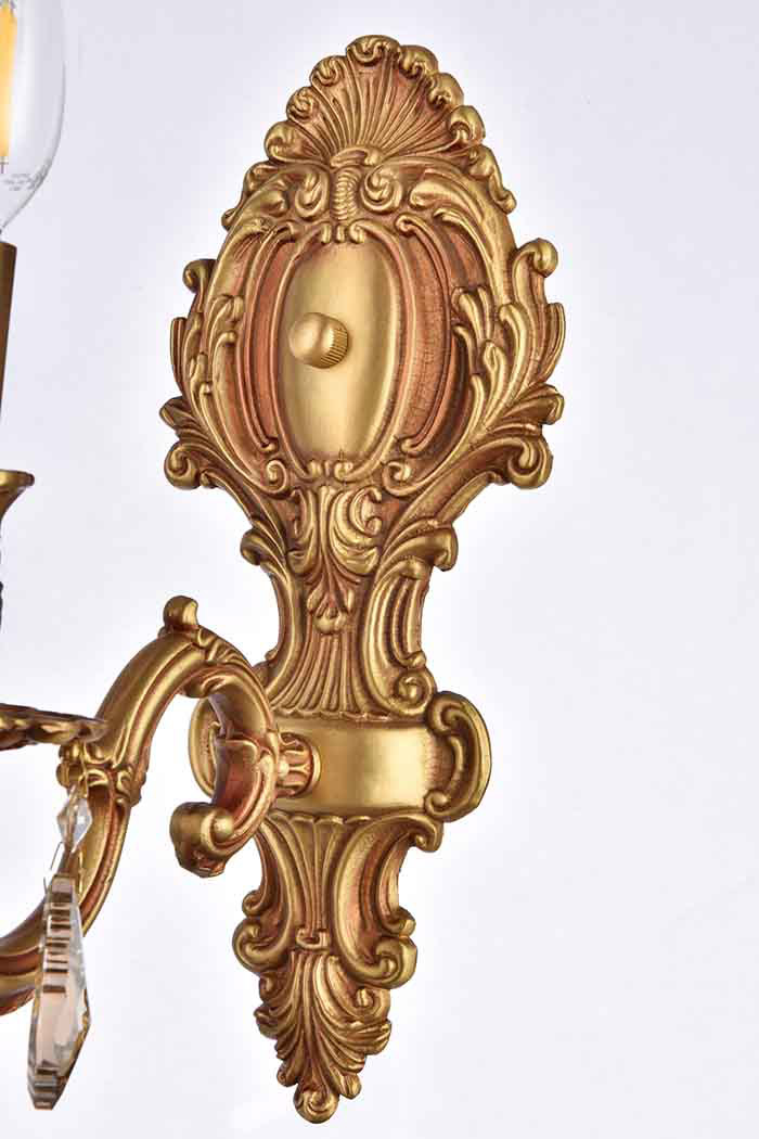 Elegant Wall Sconce - French Gold/Golden Teak (9601W5FG-GT-RC)