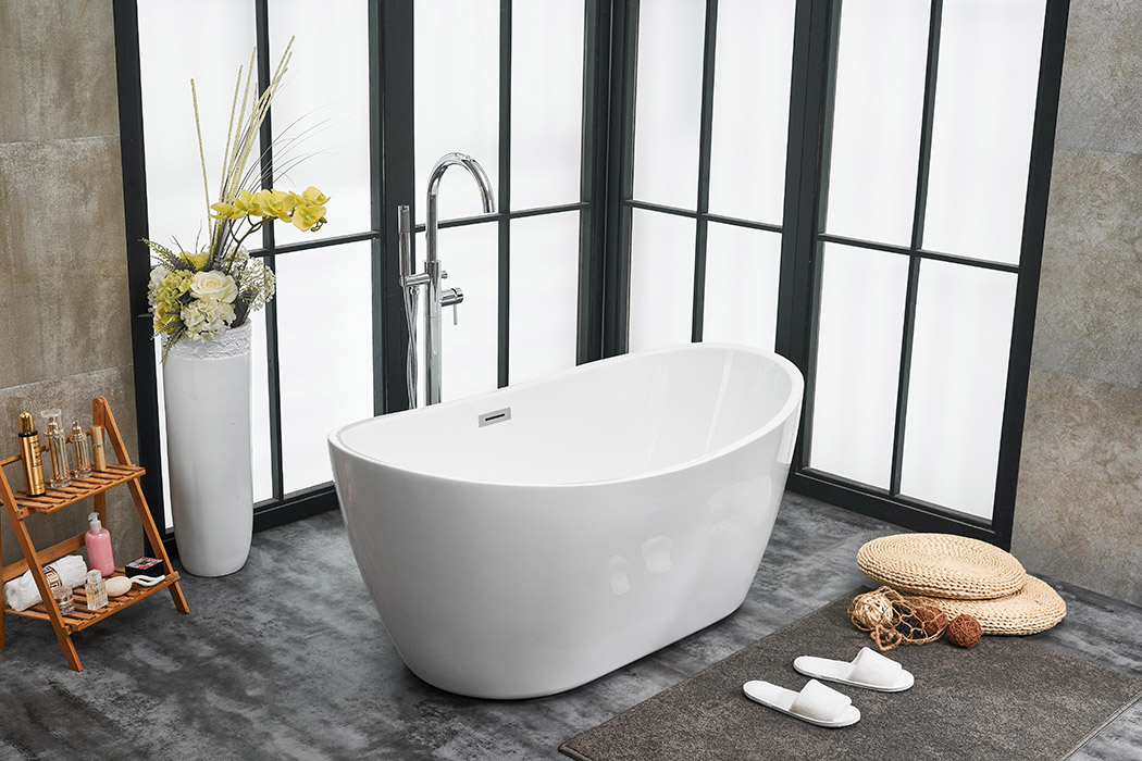 Elegant Soaking Double Slipper Bathtub - White, D 54" (BT10354GW)