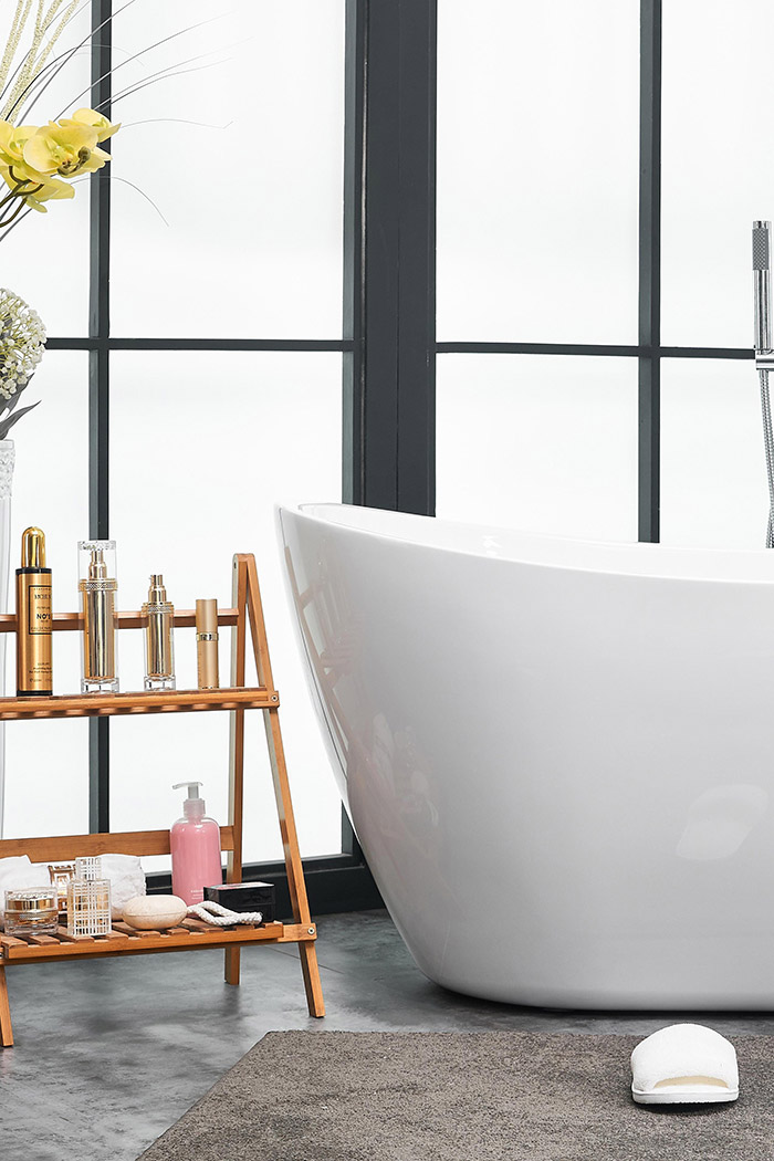 Elegant Soaking Double Slipper Bathtub - White, D 54" (BT10354GW)