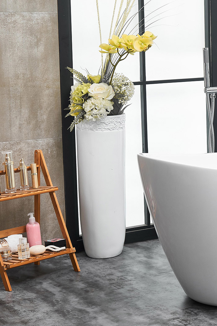 Elegant Soaking Double Slipper Bathtub - White, D 54" (BT10354GW)