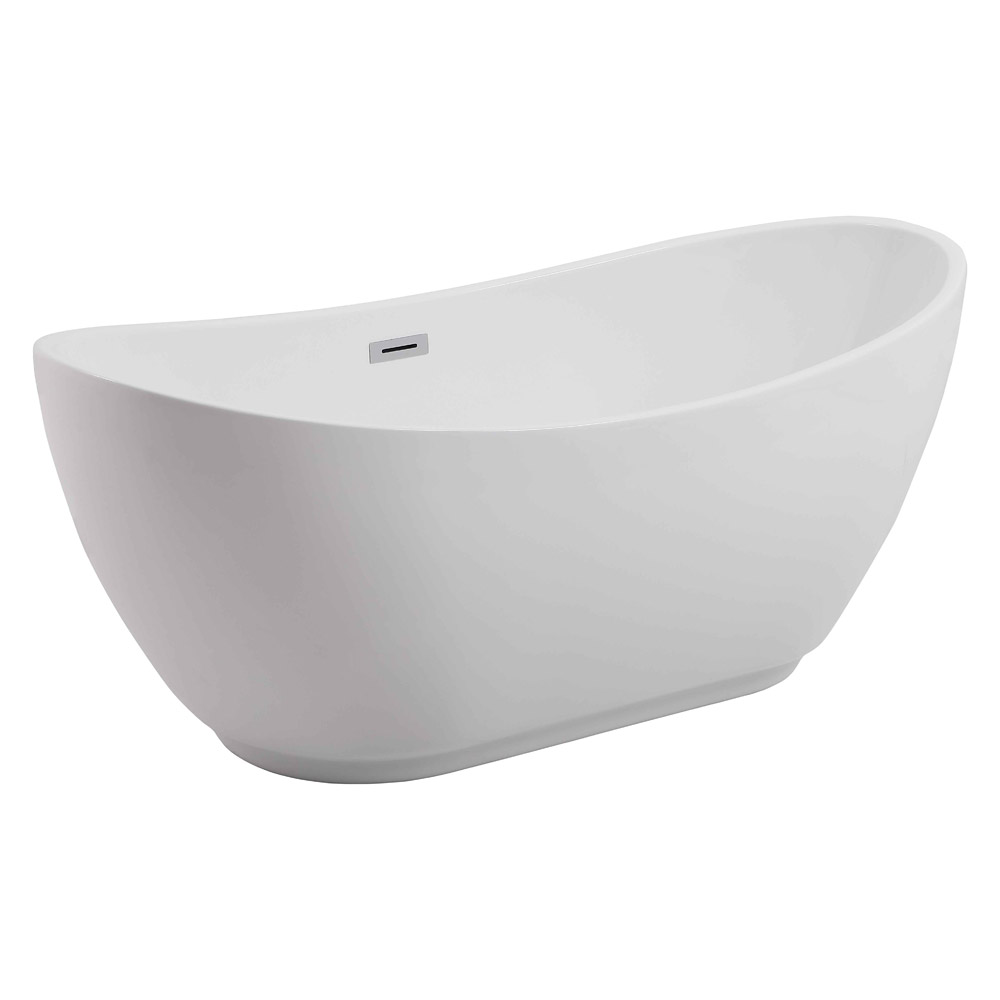 Elegant Soaking Double Slipper Bathtub - White, D 62" (BT10362GW)
