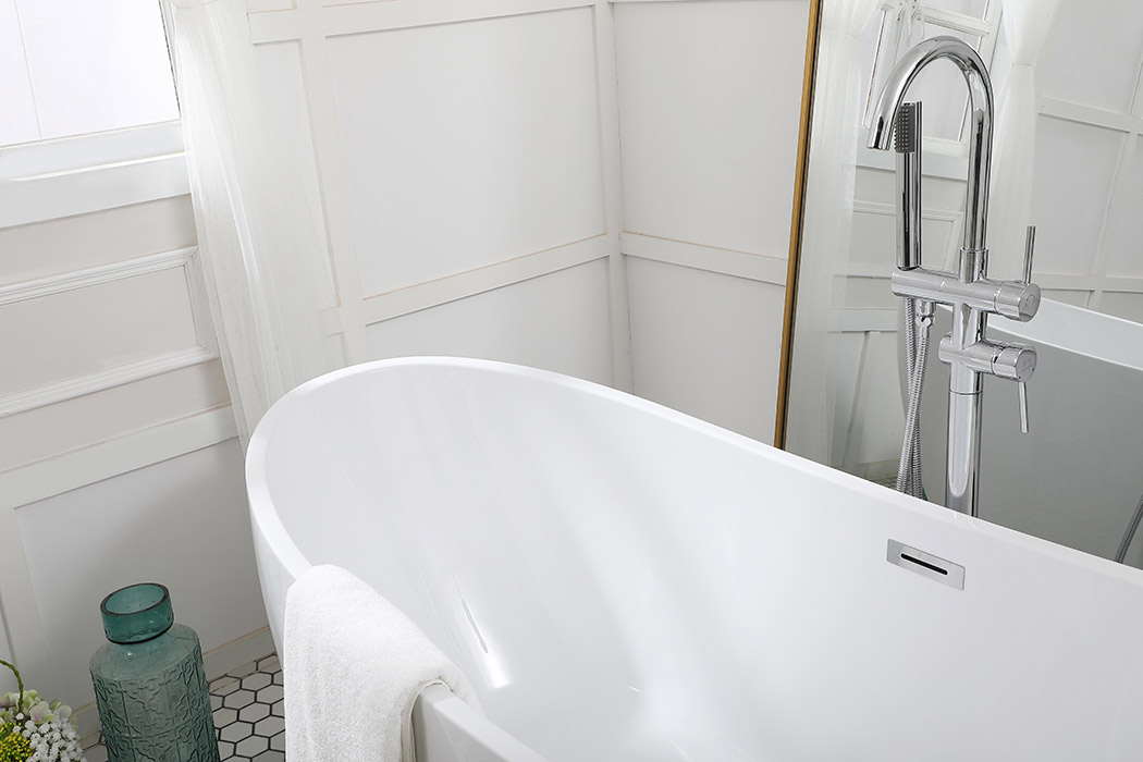 Elegant Soaking Double Slipper Bathtub - White, D 67" (BT10367GW)