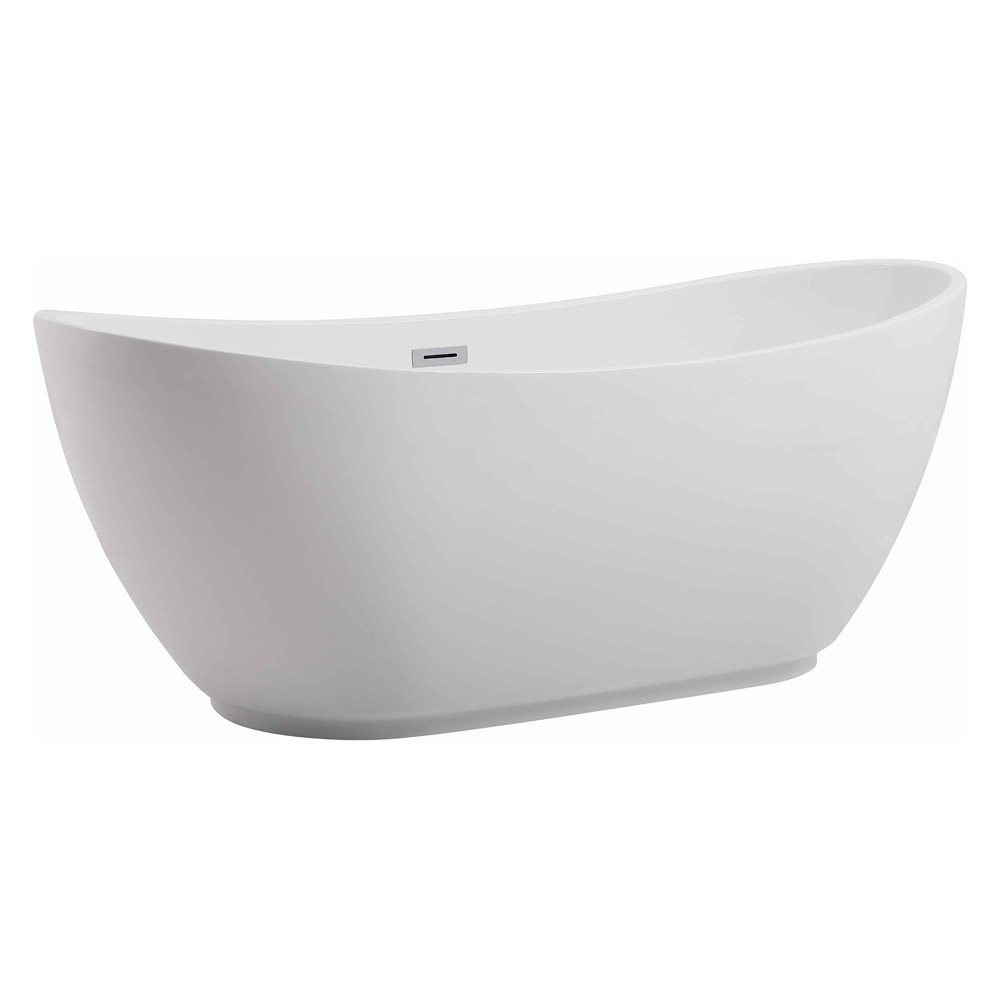 Elegant Soaking Double Slipper Bathtub - White, D 67" (BT10367GW)