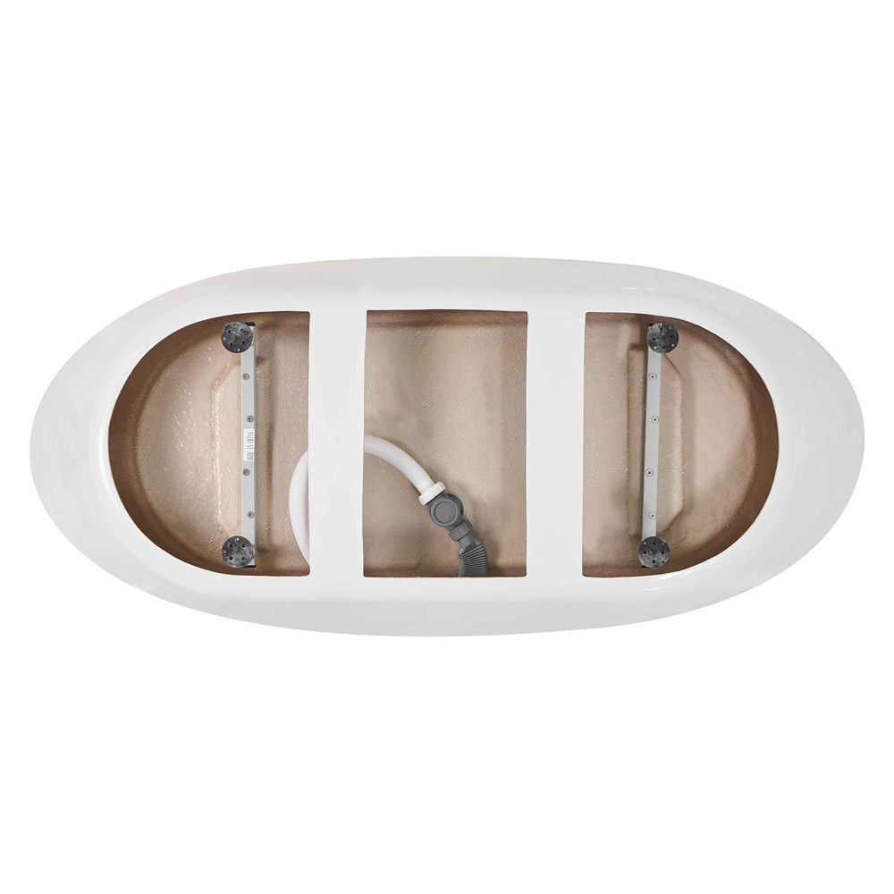 Elegant Soaking Double Slipper Bathtub - White, D 72" (BT10372GW)