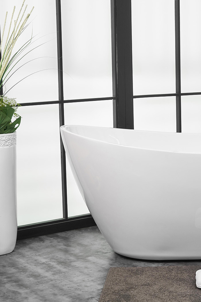 Elegant Soaking Double Slipper Bathtub - White, D 72" (BT10372GW)