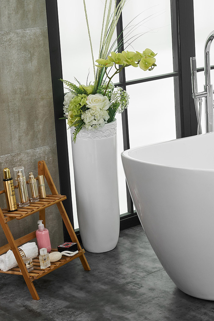 Elegant Soaking Double Slipper Bathtub - White, D 72" (BT10372GW)