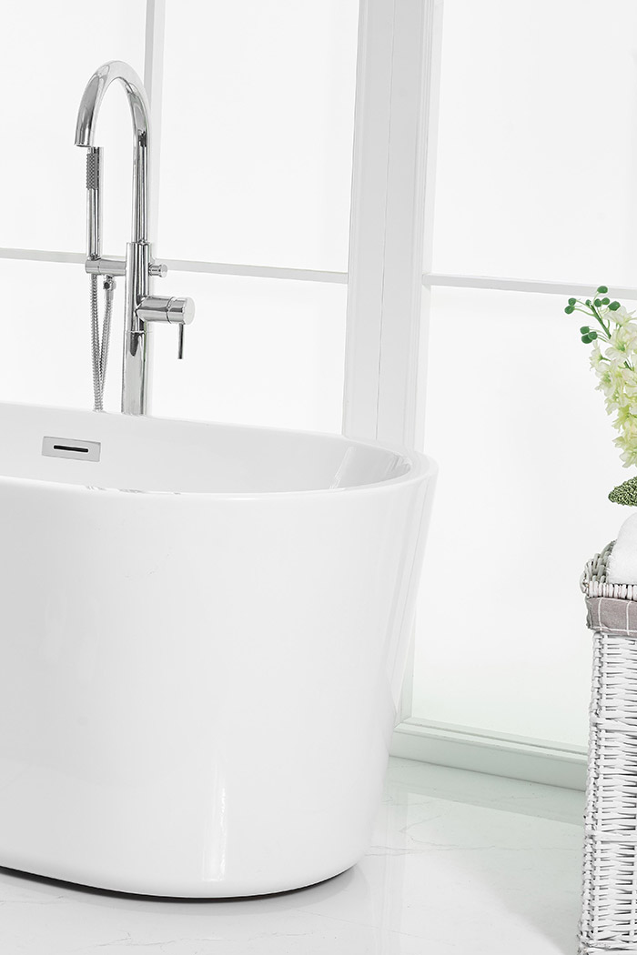 Elegant Soaking Roll Top Bathtub - White, D 59" (BT10659GW)