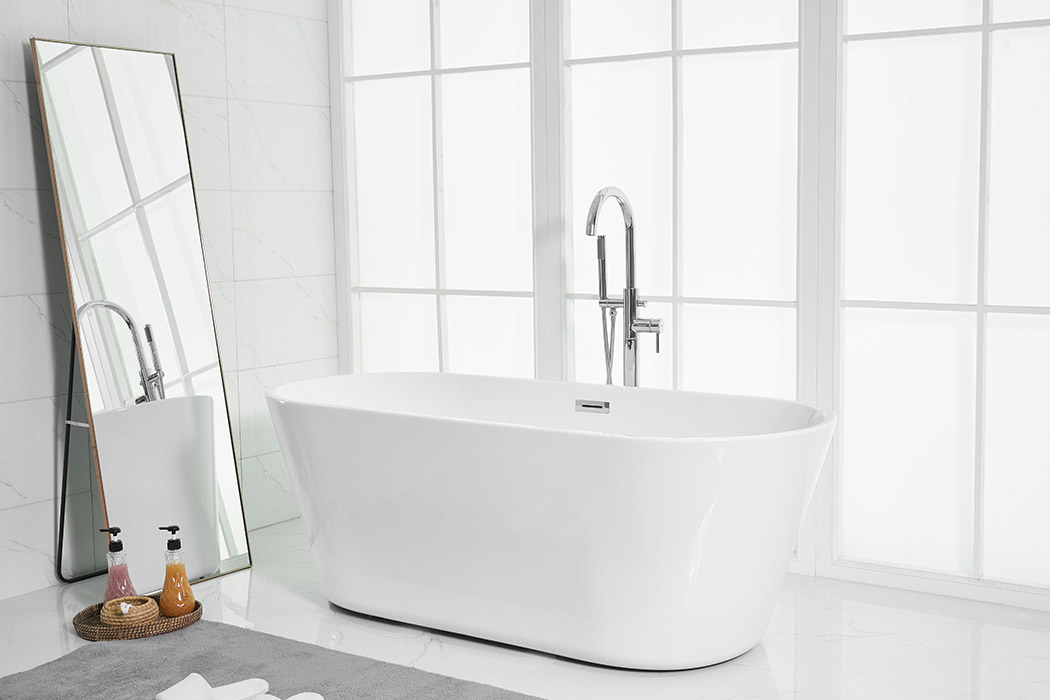 Elegant Soaking Roll Top Bathtub - White, D 65" (BT10665GW)