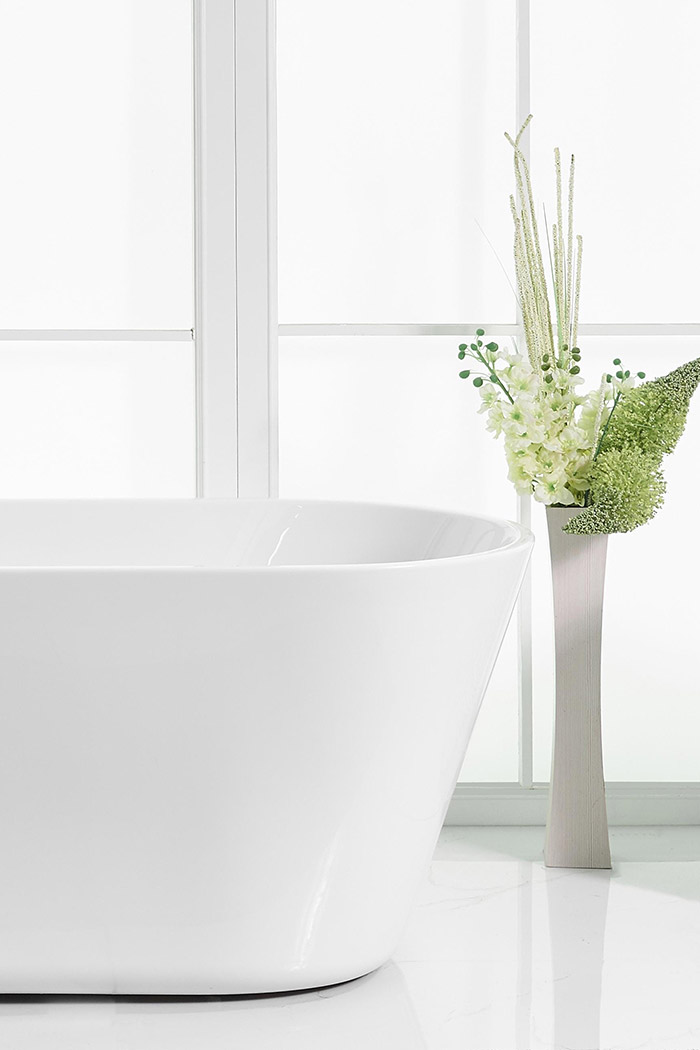 Elegant Soaking Roll Top Bathtub - White, D 65" (BT10665GW)