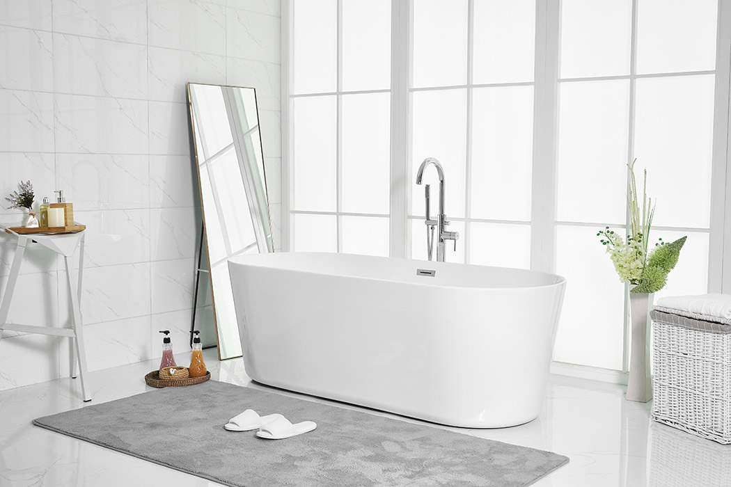 Elegant Soaking Roll Top Bathtub - White, D 71" (BT10671GW)