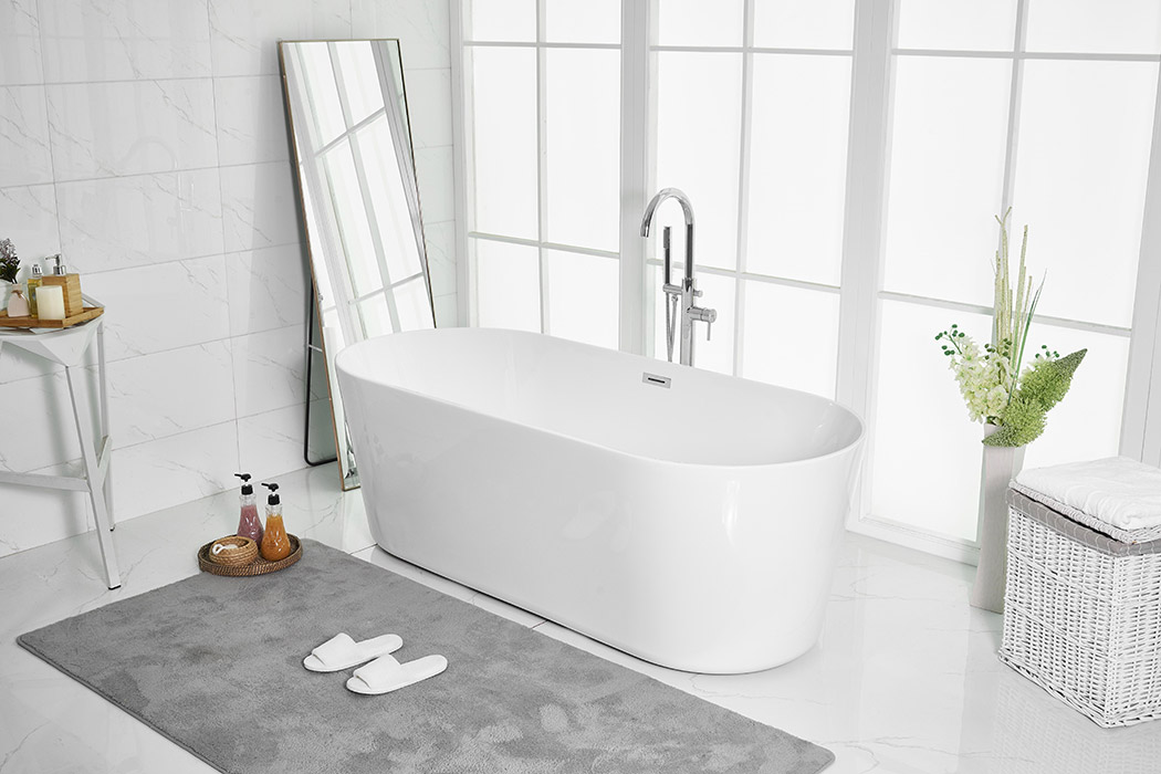 Elegant Soaking Roll Top Bathtub - White, D 71" (BT10671GW)