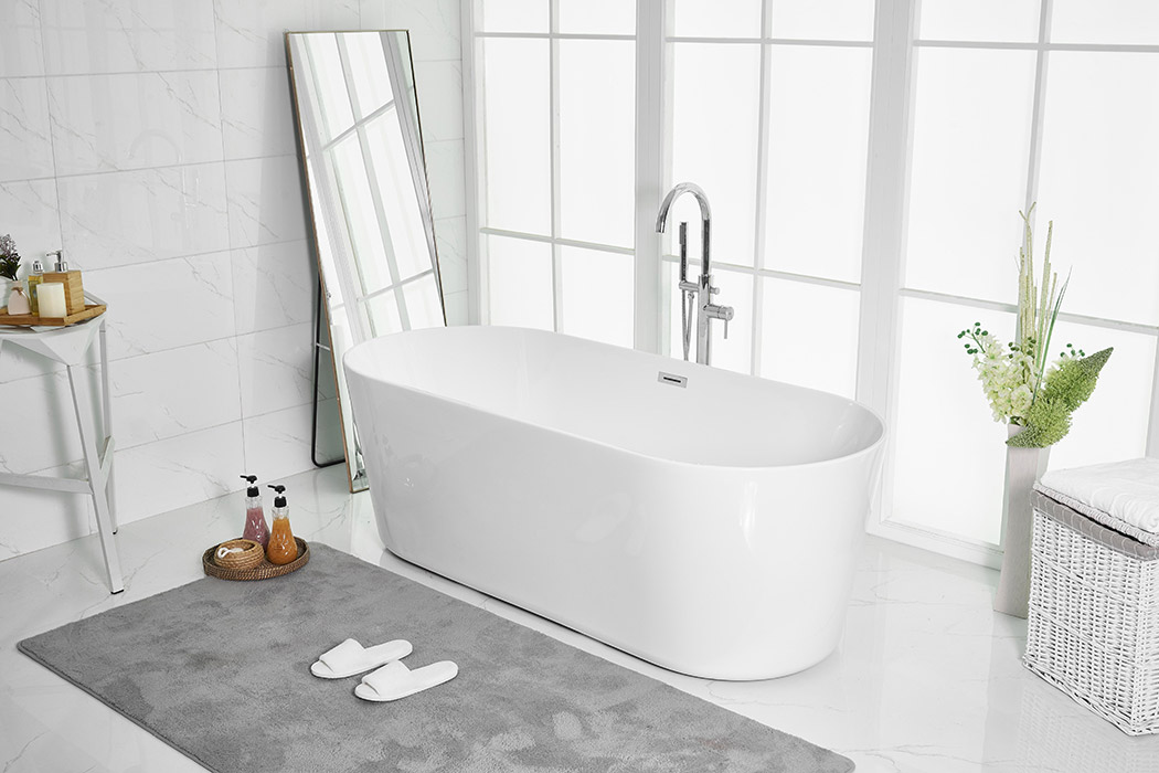 Elegant Soaking Roll Top Bathtub - White, D 71" (BT10671GW)