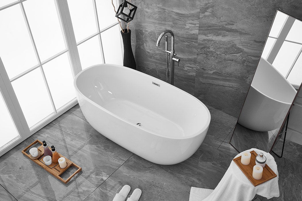Elegant Soaking Roll Top Bathtub - White, D 67" (BT10767GW)