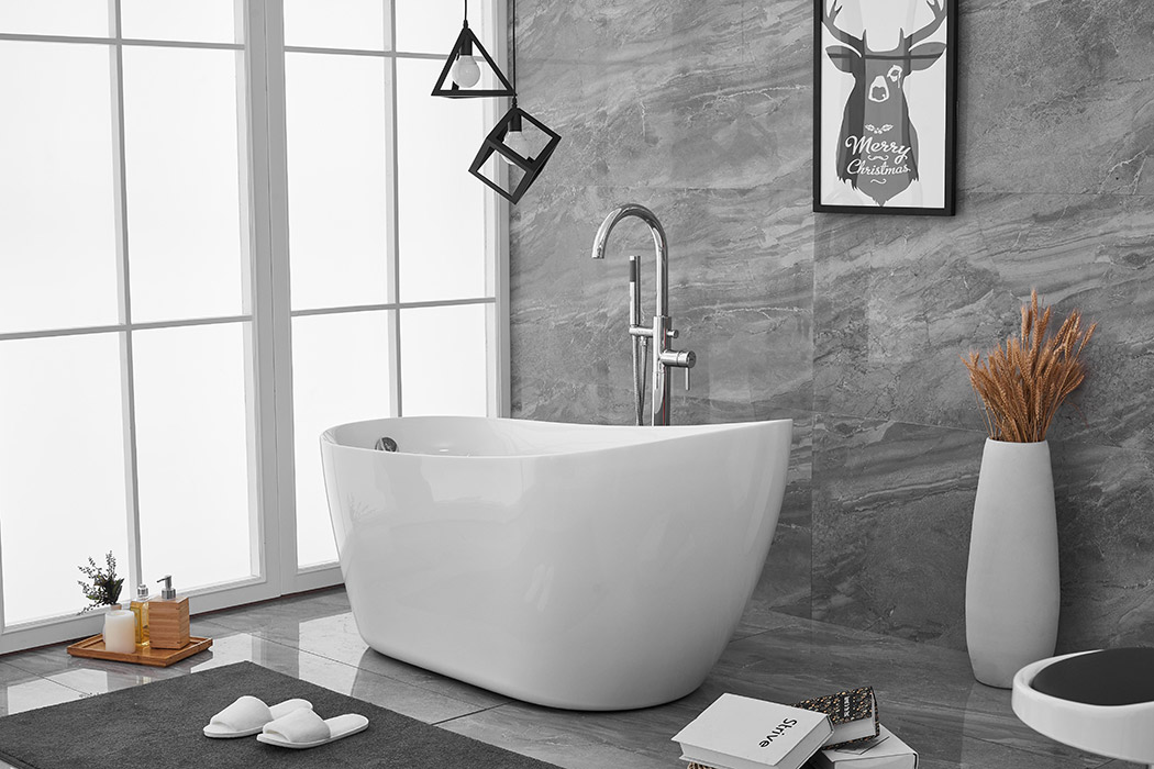 Elegant Soaking Single Slipper Bathtub - White, D 54" (BT10854GW)