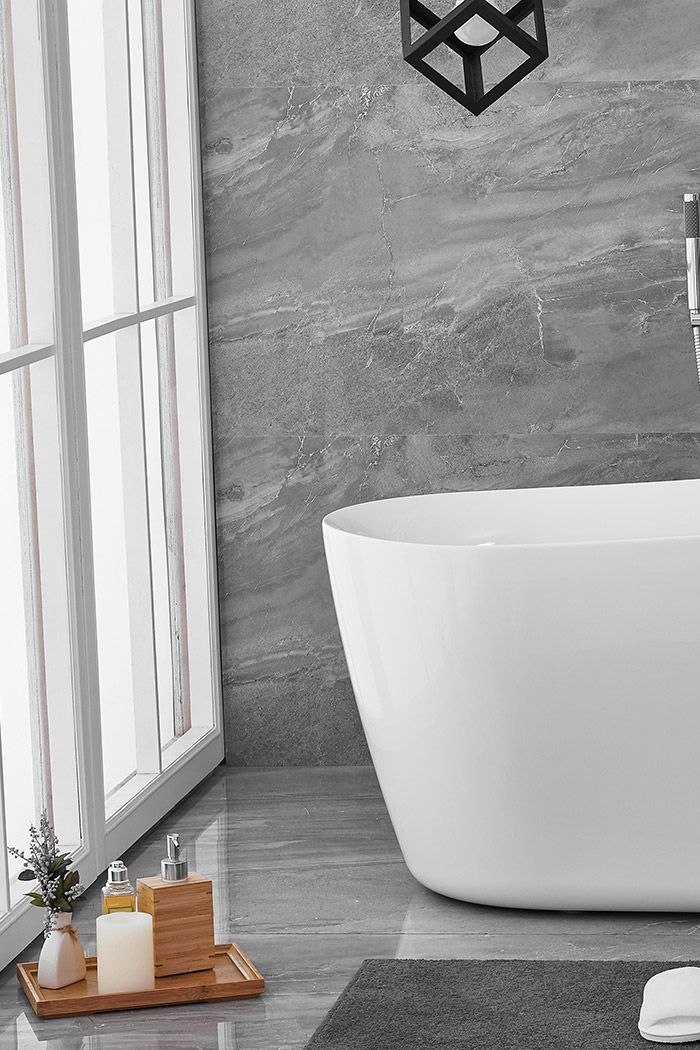 Elegant Soaking Single Slipper Bathtub - White, D 54" (BT10854GW)