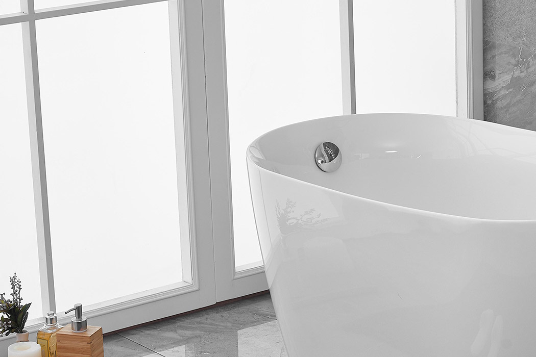 Elegant Soaking Single Slipper Bathtub - White, D 54" (BT10854GW)