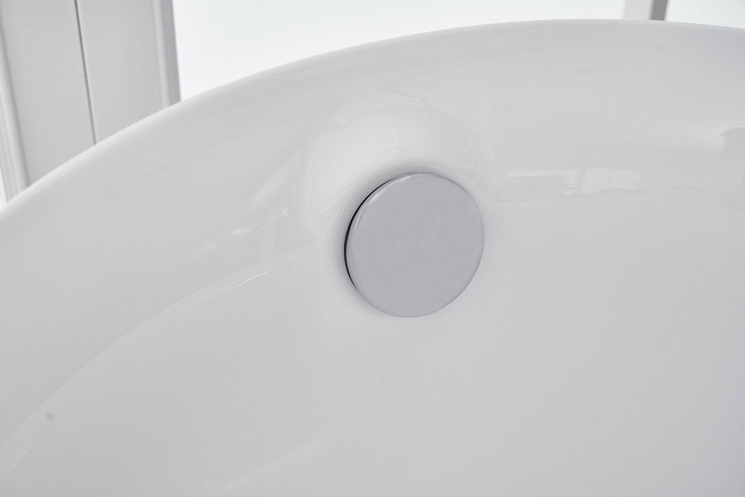 Elegant Soaking Single Slipper Bathtub - White, D 59" (BT10859GW)