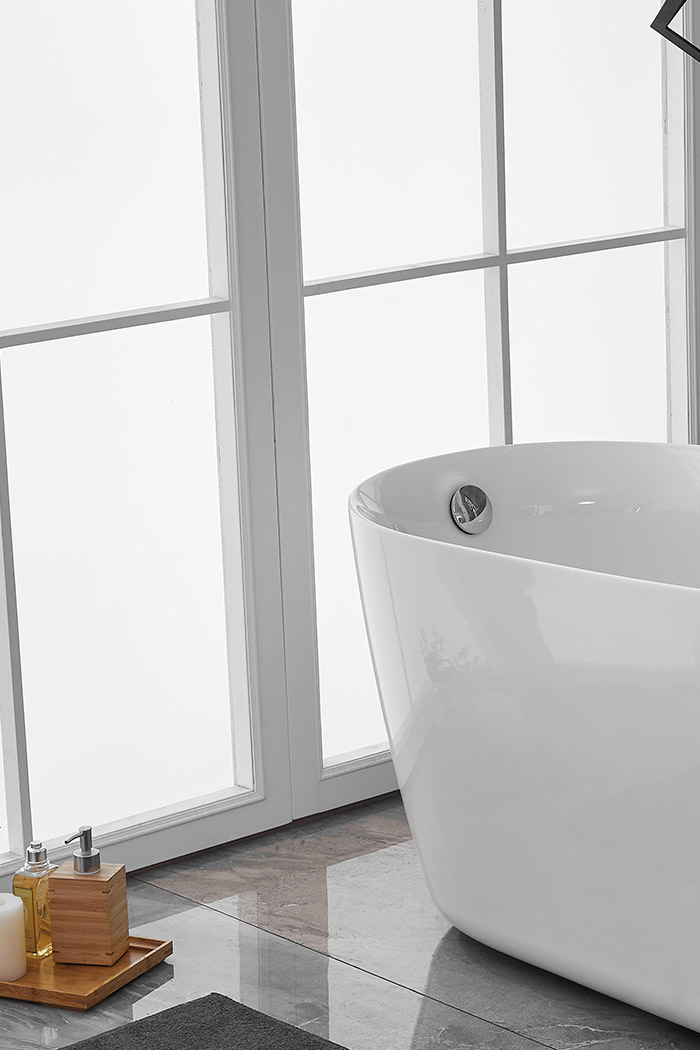 Elegant Soaking Single Slipper Bathtub - White, D 59" (BT10859GW)