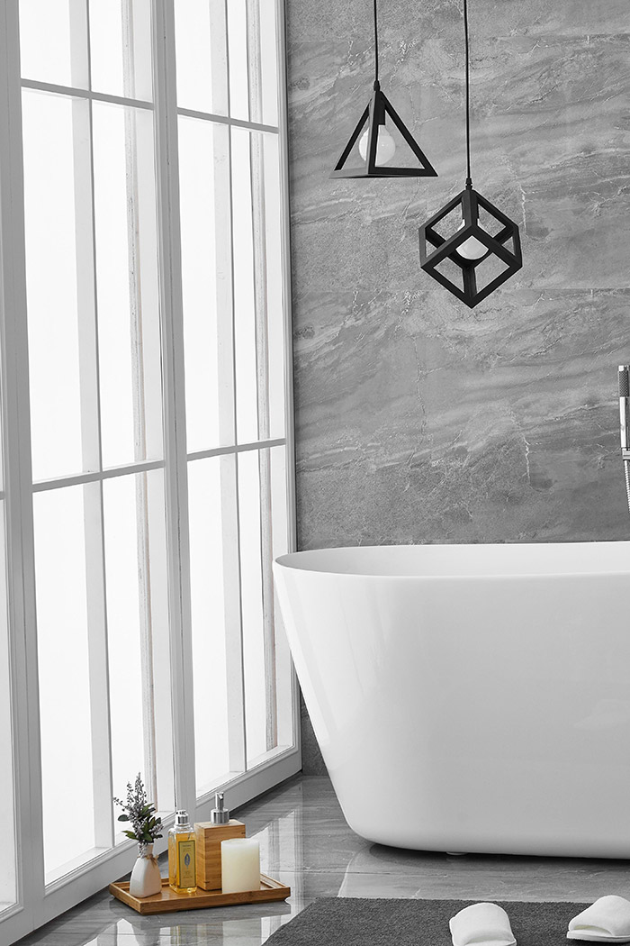Elegant Soaking Single Slipper Bathtub - White, D 67" (BT10867GW)