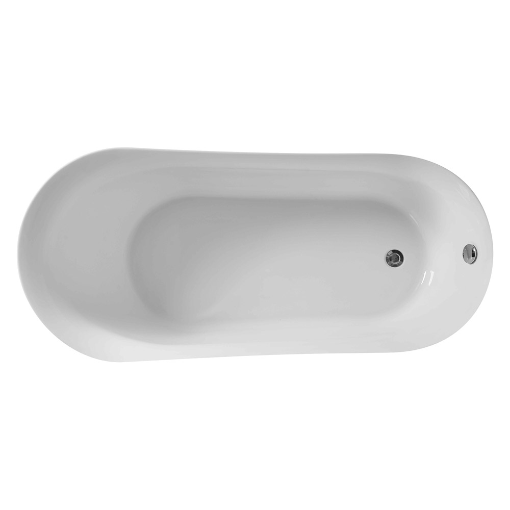 Elegant Soaking Single Slipper Bathtub - White, D 67" (BT10867GW)