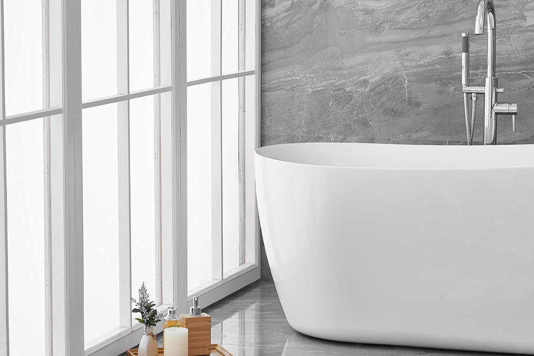 Elegant Soaking Single Slipper Bathtub - White, D 70" (BT10870GW)