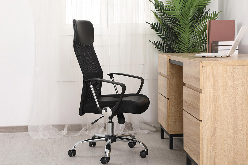 Elegant Script 23"W Vinyl Upholstered Adjustable Chair - Black (CH1001BK)
