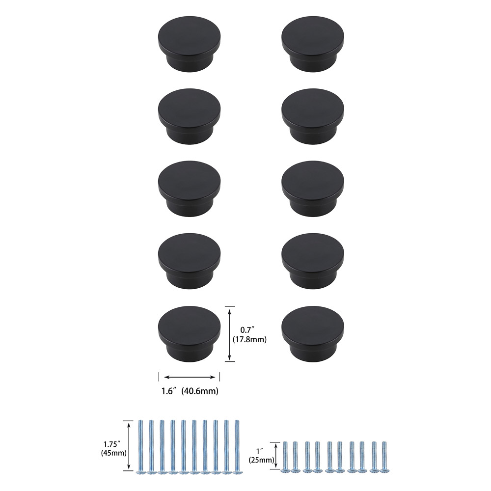 Elegant Cadon Cabinet Knob, Set of 10 - Matte Black (KB2009-MB-10PK)