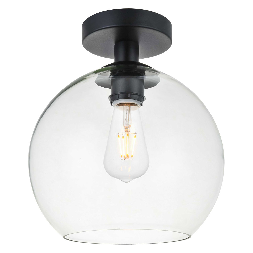 Elegant Baxter 1-Light Flush Mount - Black, L 9.8" (LD2210BK)