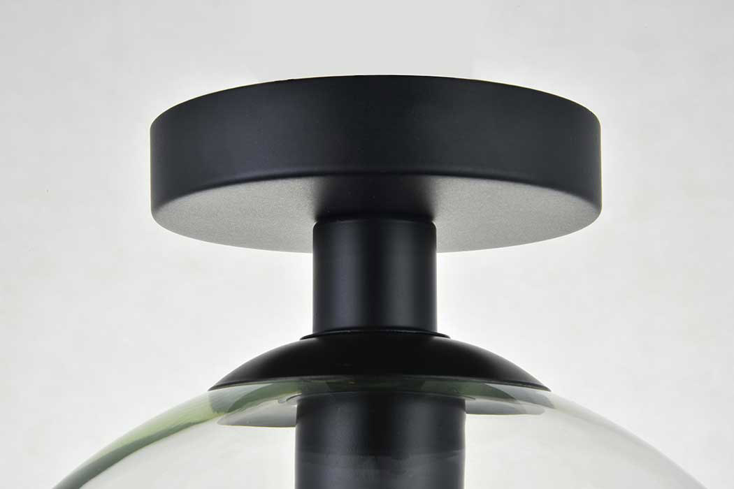 Elegant Baxter 1-Light Flush Mount - Black, L 9.8" (LD2210BK)