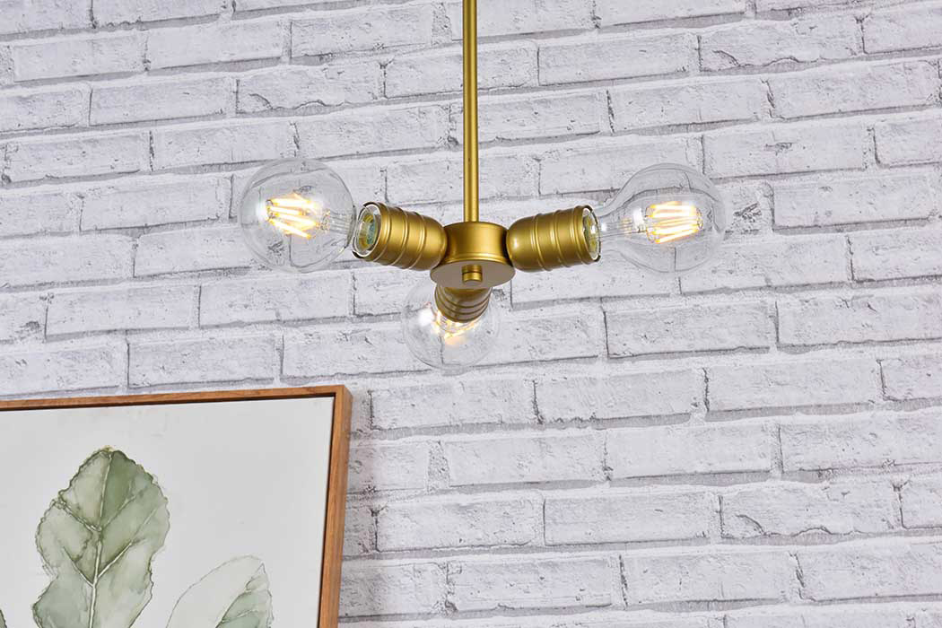 Elegant Reyes 3 Lights Pendant - Brass (LD2337BR)