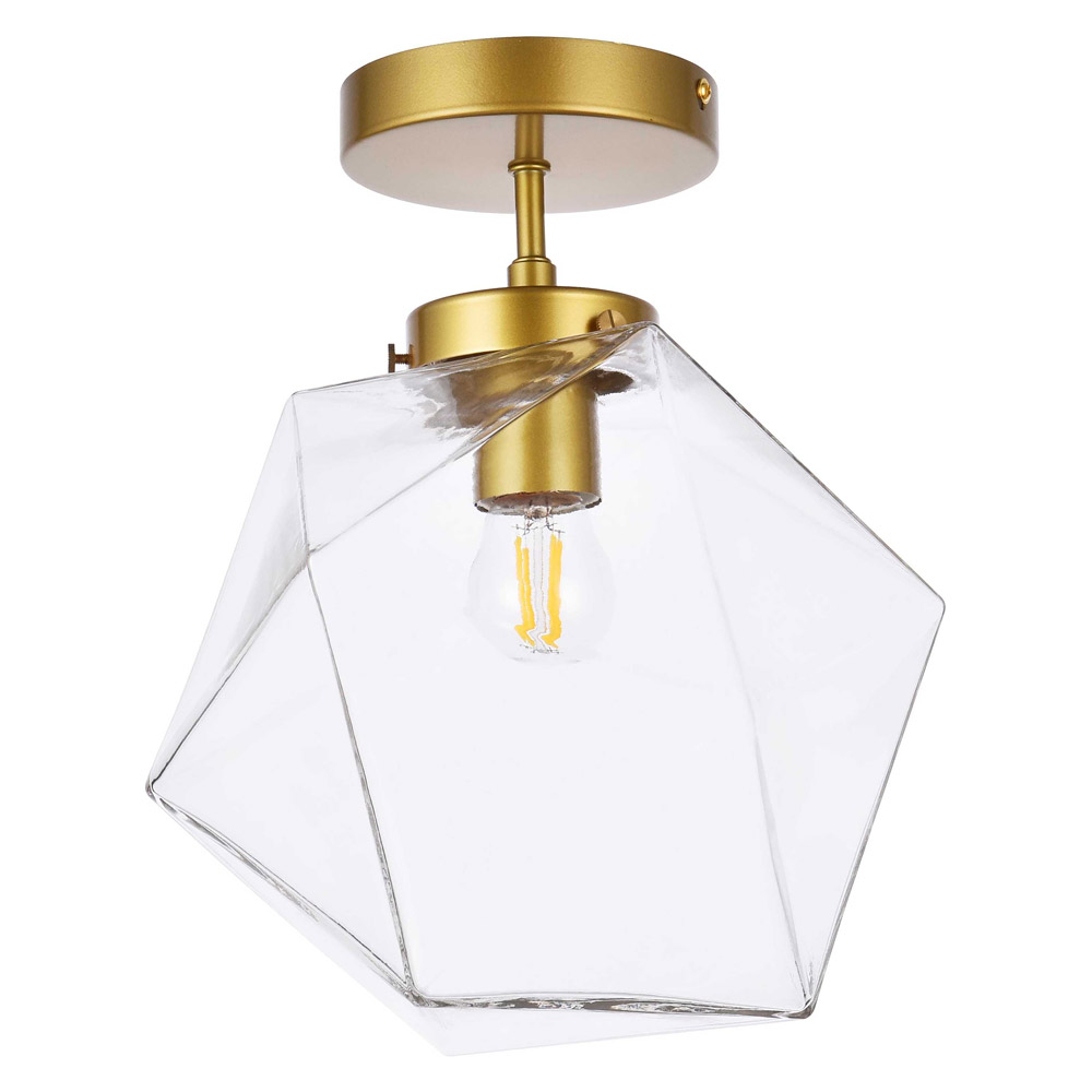 Elegant Lawrence 1 Light Flush Mount - Brass (LD2346BR)