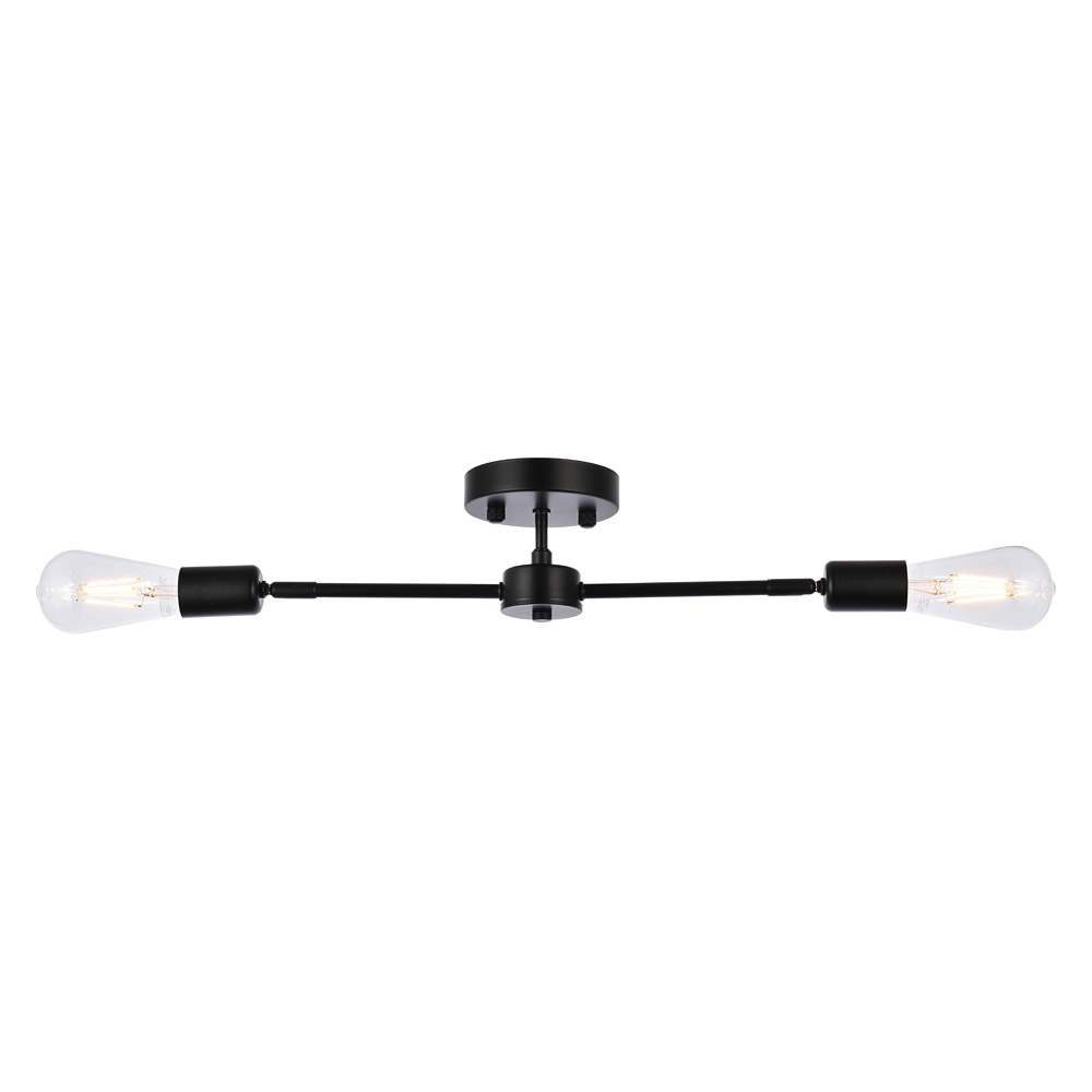 Elegant Zane 2 Lights Flush Mount - Black (LD2348BK)