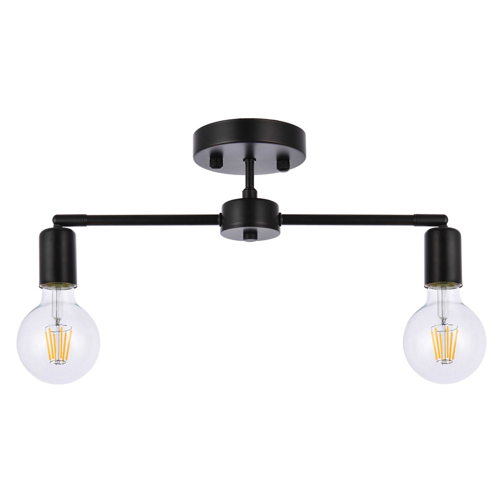 Elegant Zane 2 Lights Flush Mount - Black (LD2348BK)