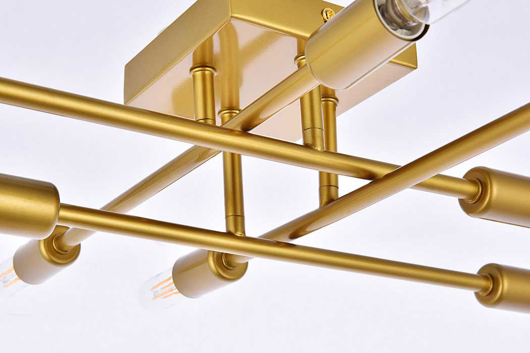 Elegant Script 8 Lights Flush Mount - Brass (LD2351BR)