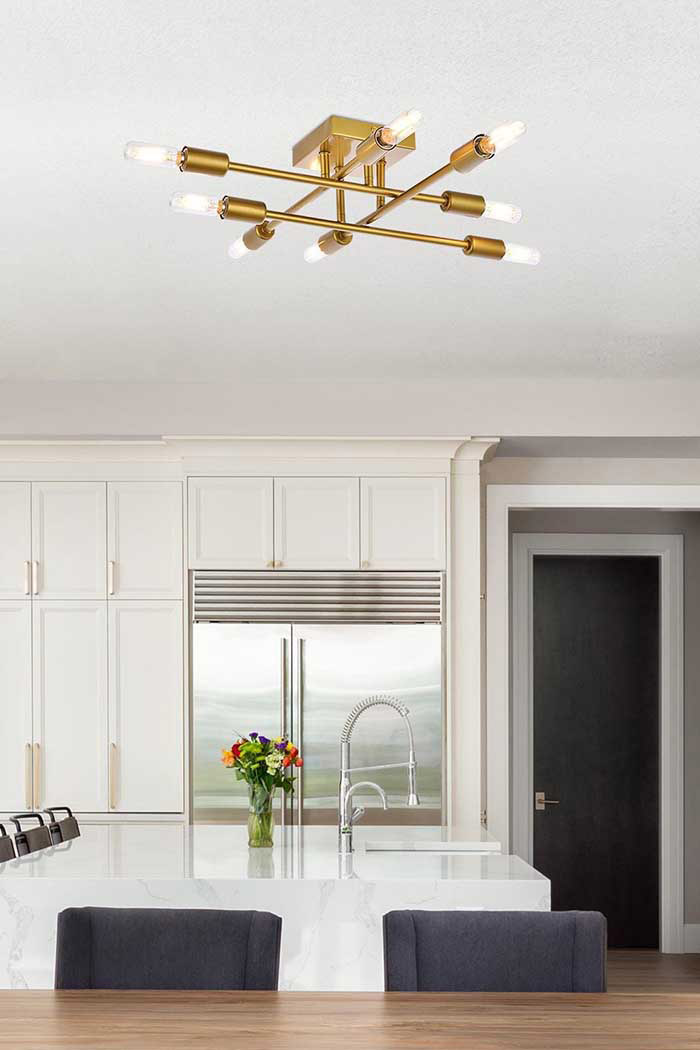 Elegant Script 8 Lights Flush Mount - Brass (LD2351BR)