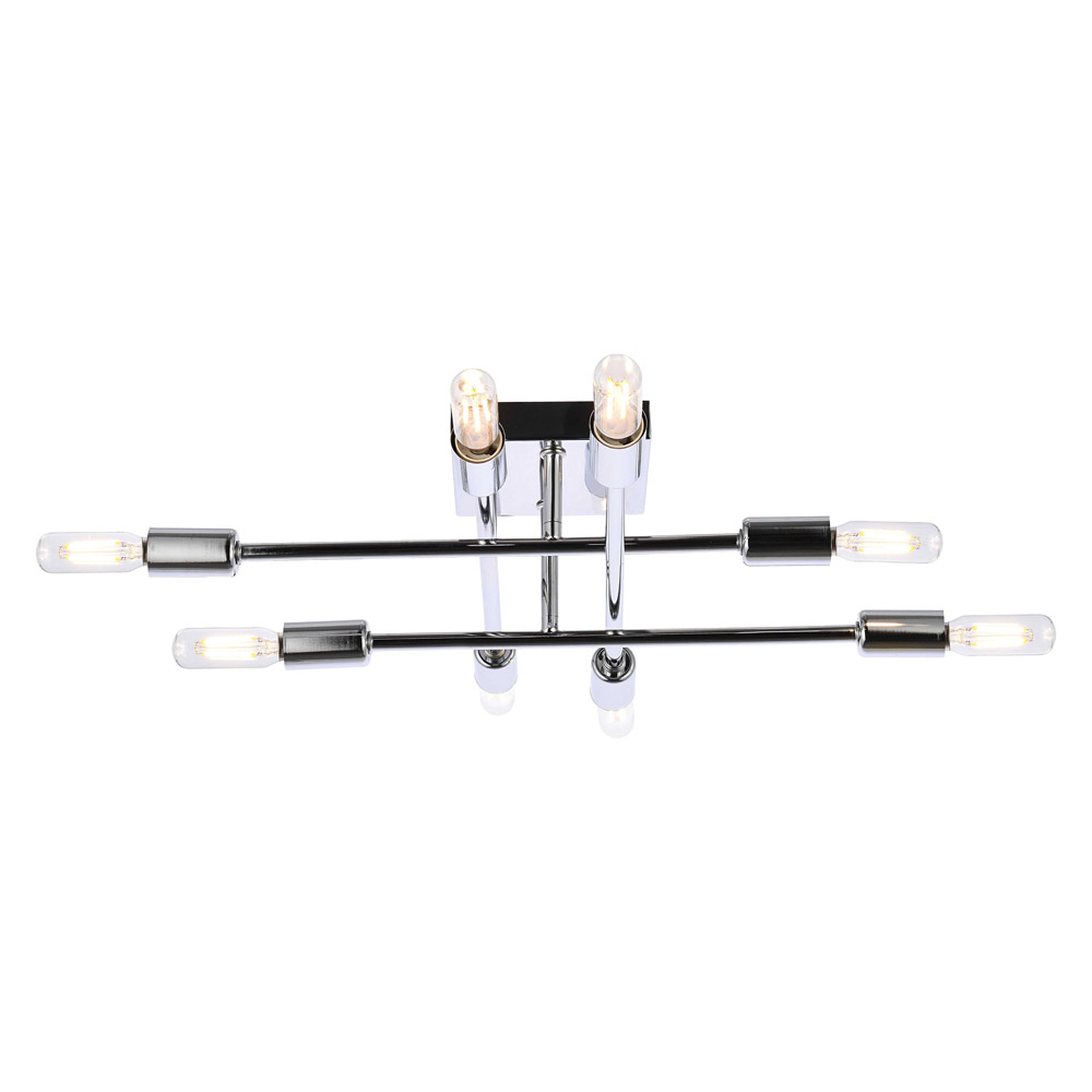 Elegant Script 8 Lights Flush Mount - Chrome (LD2351C)