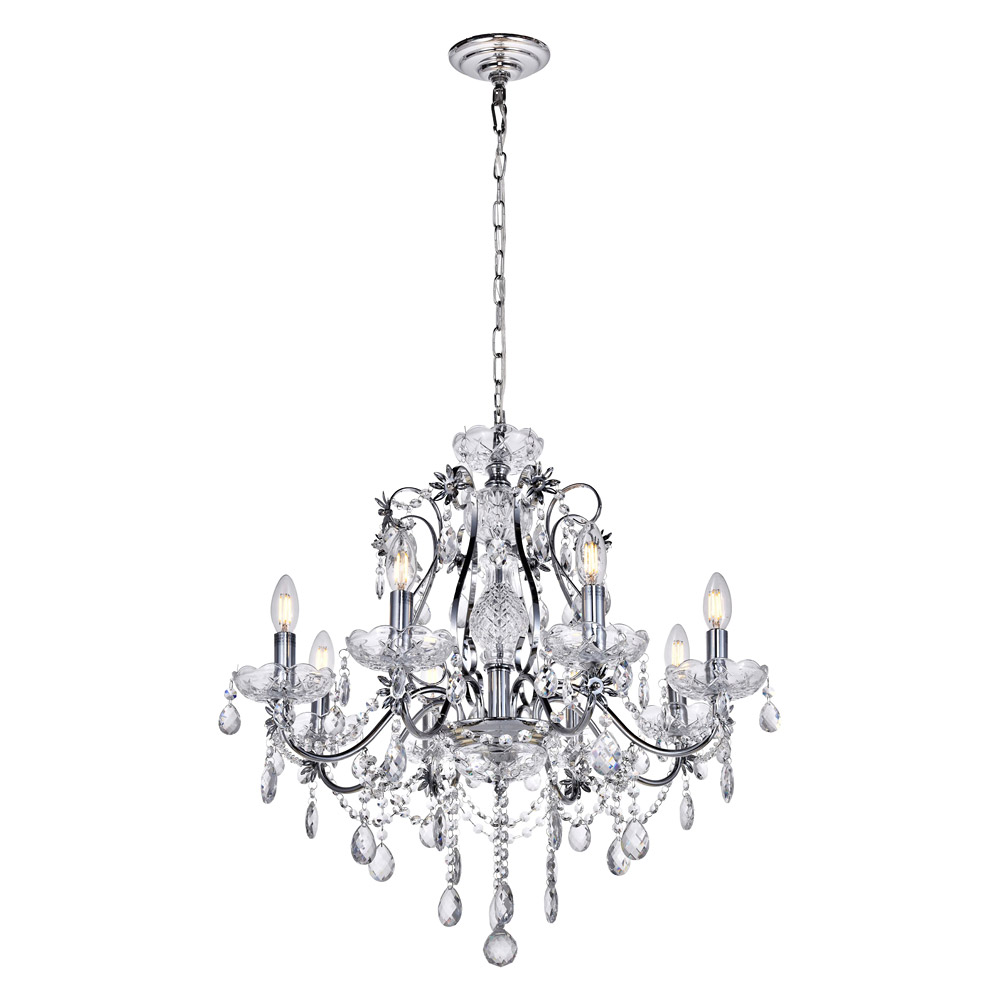 Elegant Voltaire 8-Light Chandelier - Chrome, L 26" (LD4005D26C)
